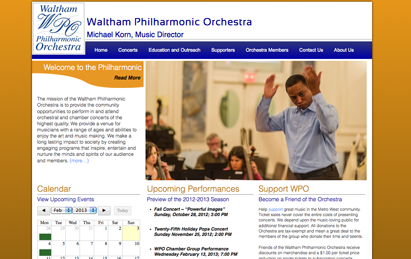 ehm studios web development website waltham philharmonic orchestra